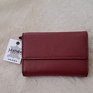 NWT Mundi Deep Red Leather Wallet